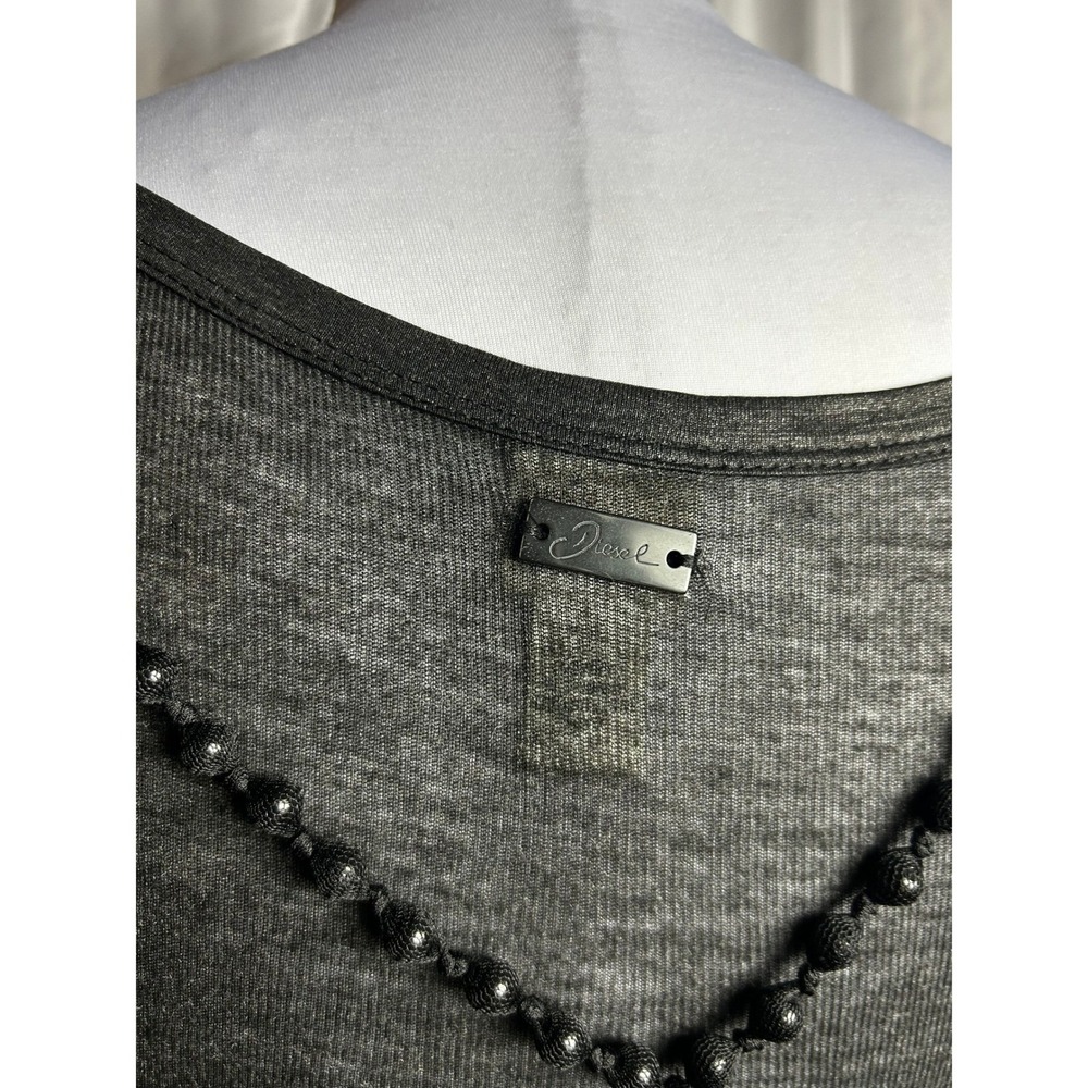 Rare Vintage Diesel Women's Tambass Tank Top Black Beaded Viscose - Picture 4 of 8